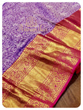 Purple Kanchipattu saree with heavy work blouse