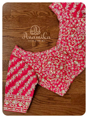 Purple Kanchipattu saree with heavy work blouse