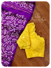 Pink Purple Bandini Silk saree with Yellow blouse