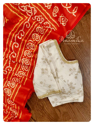 Shaded Bandini on Pure Gaji Silk with Chikankari Blouse