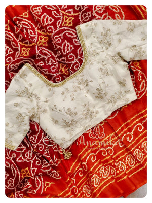 Shaded Bandini on Pure Gaji Silk with Chikankari Blouse