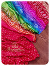 Red Bandini Saree with multi color pallu