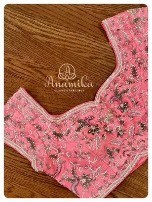 Red Banarasi Chiffon Digital Floral Print