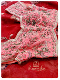 Red Banarasi Chiffon Digital Floral Print