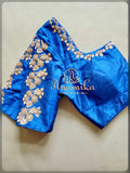 Royal Blue blouse with gold work