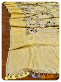 Yellow Floral Georgette with chikankari border