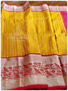 Orangish Yellow Pattu saree with red border