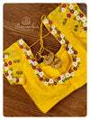 Mango Yellow Silk Saree with yellow thread work blouse