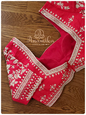 Orangish Yellow Pattu saree with red border