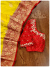 Yellow Banarasi Silk saree with Red Border
