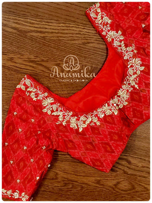 Yellow Banarasi Silk saree with Red Border