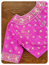 Yellow chiffon banarasi saree with pink border