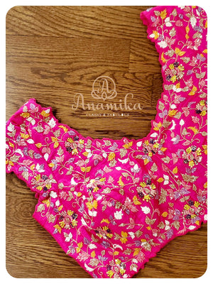 Satin Organza Saree with handwork border