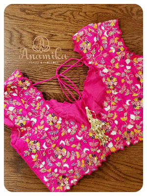 Satin Organza Saree with handwork border